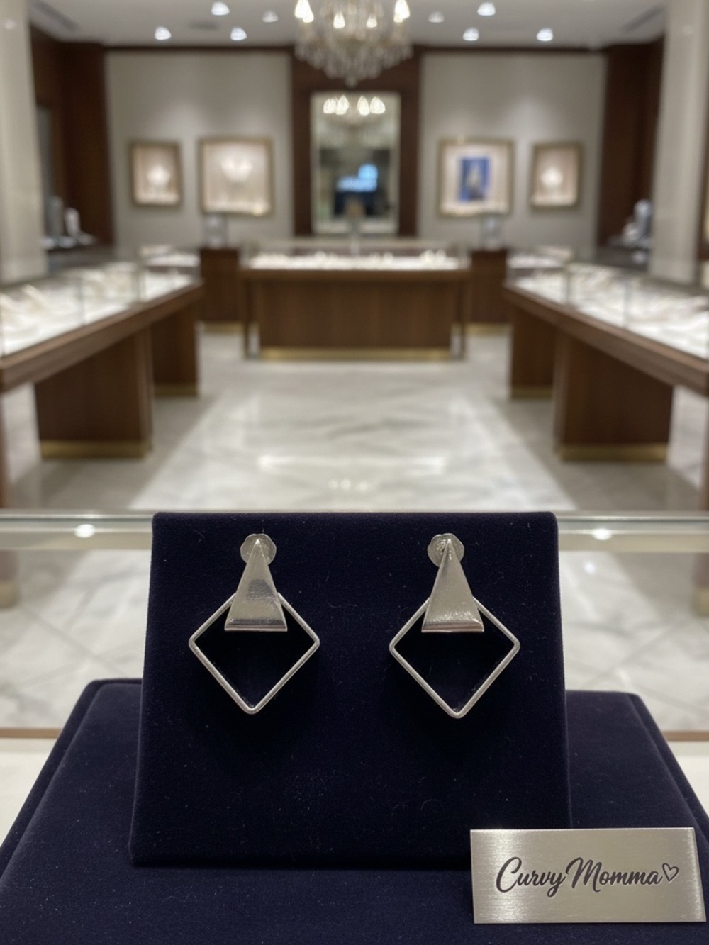 Geometric Triangle & Square Stud Earrings